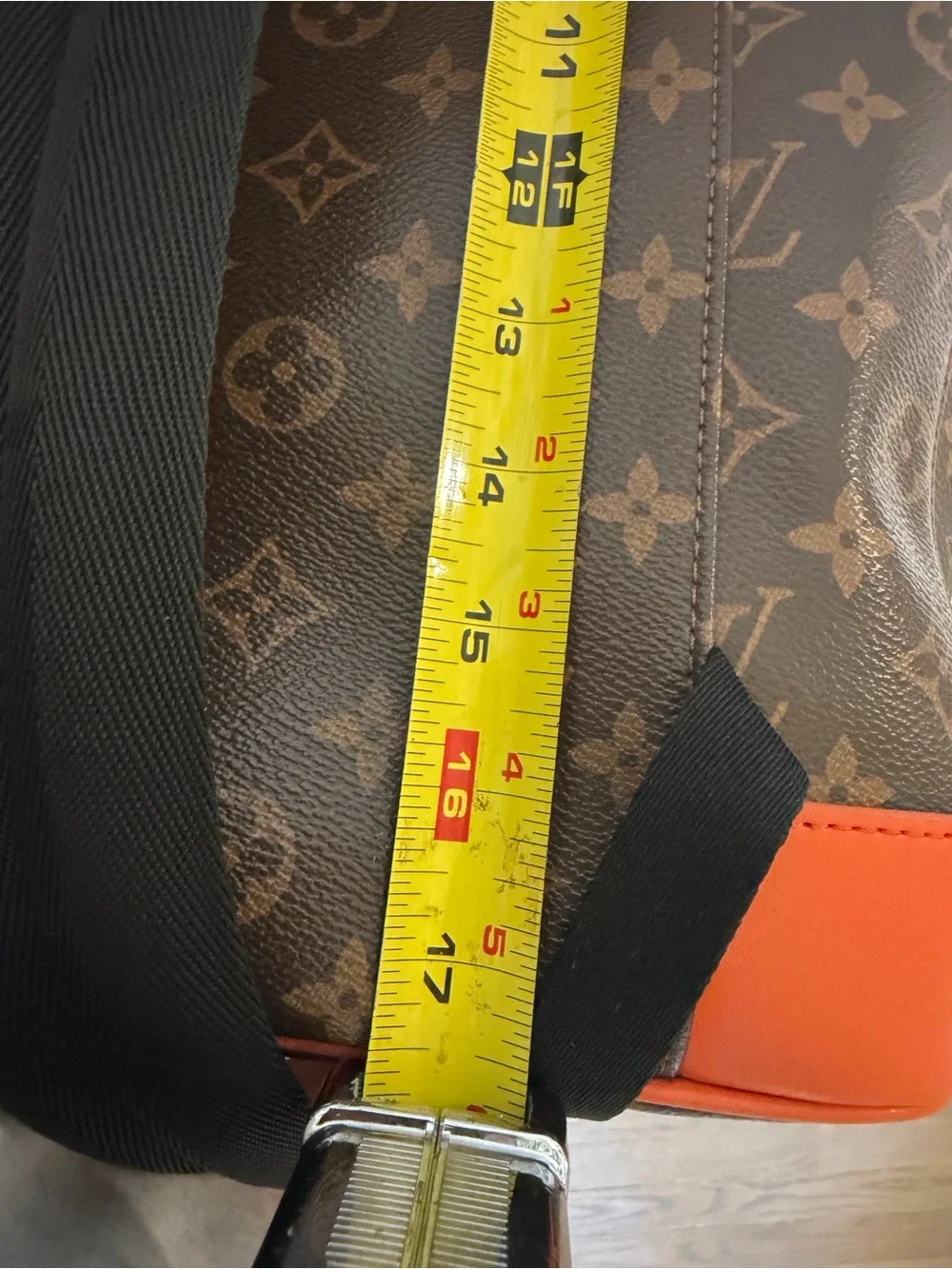 LUX inspired Brown Monogram Backpack with Orange Trim